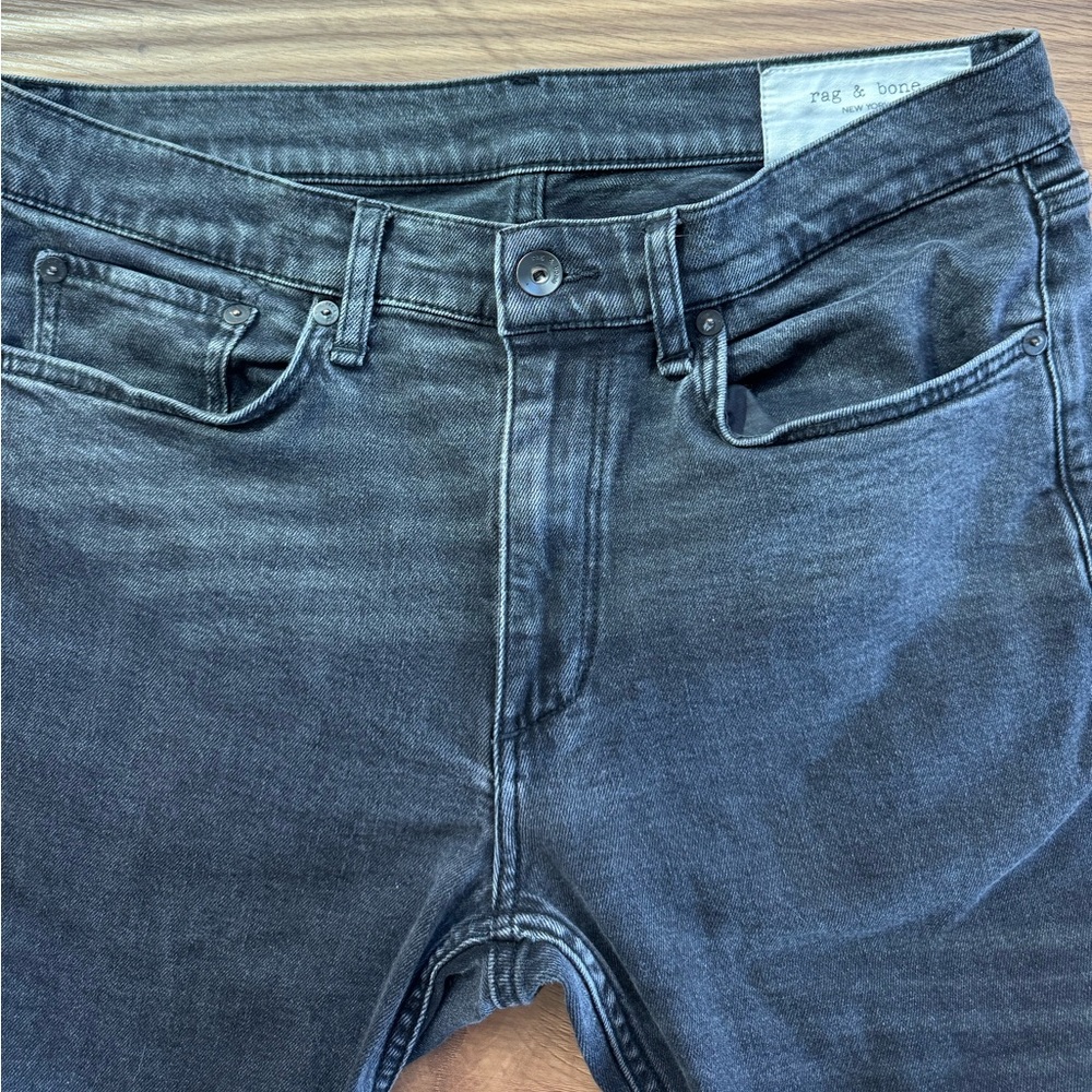 Rag & Bone Men’s Washed Charcoal Slim Straight Jeans